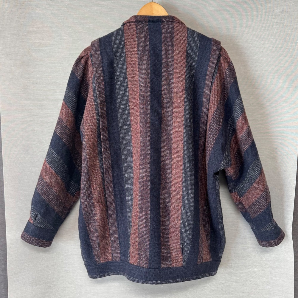 Vtg Avoca Collection Irish Tweed Wool Jacket Striped - Women's Medium - Purple - Picture 2 of 12